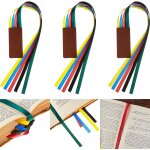 Ensemble de 3 ivoire en fausse fourrure avec des rubans de couleur pour les livres.