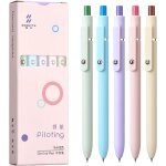 Ensemble de 5 stylos gel pcs, srie macaron, stylos a encre a schage rapide a pointe fine de 0, 5 mm ...