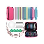 Ensemble d'aiguilles  tricoter circulaires interchangeables en aluminium de 26 pices, 13 aiguilles ...