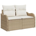 Ensemble de canap de jardin 6 pices avec coussins beige rotin, canap de jardin 2 places avec coussins ...
