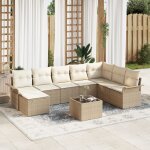 Ensemble de canapé de jardin 9 pièces avec coussins en rotin marron Ensemble de canapé de jardin 9 pièces avec coussins en rotin marron