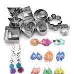 Ensemble de coupe en argile polym�re 24 pi�ces, moule de coupe g�om�trique fleur / c�ur / carr� / cercle ...