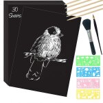 Ensemble d¿art en papier brouillon, 30 feuilles 8x11in planche a gratter enduite noire grand papier brouillon ... Ensemble d¿art en papier brouillon, 30 feuilles 8x11in planche a gratter enduite noire grand papier brouillon ...