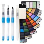 Ensemble de peinture aquarelle de voyage : 42 couleurs assorties palette d'aquarelle portable avec 4 ...