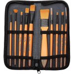 Ensemble de pinceaux acryliques - 10 pinceaux dans le portefeuille, ensemble de pinceaux idal parfait ...