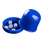 Ensemble de dés de poker en plastique avec 5 dés shaking cup boire jeu de société boîte de dés bleu Ensemble de dés de poker en plastique avec 5 dés shaking cup boire jeu de société boîte de dés bleu
