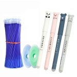 Ensemble de stylos gel effaables a encre bleue neutre de 0, 5 mm, papeterie mignonne avec recharges ...