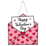Enveloppe de la saint - valentin porte en bois signe, happy valentines day signe ferme decor saint valentin ...