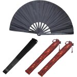 Ershi - lot de 2 grands eventails pliants u2013 eventail chinois vintage rtro en nylon pour kung fu ...