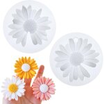 Ershi - lot de 2 moules en silicone en forme de marguerite en rsine pour bougies, dcorations 3d en ...
