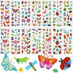 Ershi - lot de 200 autocollants 3d insectes papillon pour enfants - 14 feuilles d'autocollants d'animaux ...