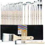 Ershi - lot de 32 pinceaux pour peinture acrylique, peinture acrylique, peinture a l'huile, aquarelle, ...