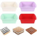 Ershi - lot de 4 moules a gâteau carrés en silicone - pour brownie - rouge + blanc + violet + vert - ... Ershi - lot de 4 moules a gâteau carrés en silicone - pour brownie - rouge + blanc + violet + vert - ...