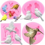 Ershi - lot de 4 moules en silicone en forme d'oiseau pour dcoration de cupcakes et pte a sucre[1578] ...