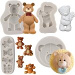 Ershi - lot de 4 moules en silicone en forme d'ours en peluche pour décoration de gâteau, pâte a sucre, ... Ershi - lot de 4 moules en silicone en forme d'ours en peluche pour décoration de gâteau, pâte a sucre, ...