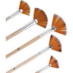 Ershi - lot de 5 pinceaux eventails pour peinture acrylique, huile et aquarelle - poils en nylon, long ...