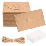Ershi - lot de 50 mini enveloppes en papier kraft avec 50 cartes vierges et corde de chanvre - petites ...