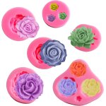 Ershi - lot de 6 moules en silicone en forme de fleur 3d pour bougies - rose - moule a fondant - moule ... Ershi - lot de 6 moules en silicone en forme de fleur 3d pour bougies - rose - moule a fondant - moule ...