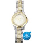 Eryi - montre en or avec diamants iced out, homme quartz plaqu or vritable 18 carats / plaque or blanc ...