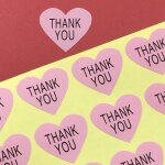 Etiquettes autocollantes de scellage en papier ''thank you'' rose en forme de coeur, emballage pour bijoux ...