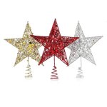 Etoile de noel rouge pailletee en fer, 15 cm, pour decorer votre sapin.