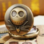 Montre - pendentif - etrange noel de mr jack - t�te ronde antique - acier argent� - 80 cm cha�ne - 4, ...