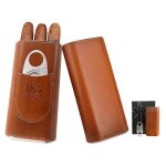 Etui a cigares double de bois de cedre avec coupe - cigares en acier inoxydable et cave a cigares de ...