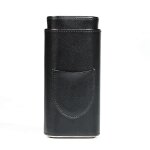 Etui a cigares a trois doigts cigare humidor pu boîte d'étui en cuir, noir Etui a cigares a trois doigts cigare humidor pu boîte d'étui en cuir, noir