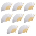 Eventail pliant en bambou, papier blanc vierge, pratique de la calligraphie, peinture, dessin, cadeau ...