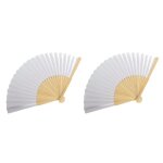 Eventail pliant en bambou, papier blanc vierge, pratique de la calligraphie, peinture, dessin, cadeau ...