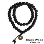 Fengshui pice de monnaie chane en bois noir bijoux perle en bois sans cou pour hommes et femmes filles ...
