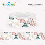 Feuille d'or arbres de no�l, ruban washi d�coratif, scrapbooking, ruban de masquage, papeterie, 1 pi�ce, ...