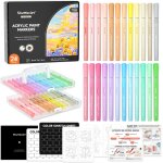 Feutre acrylique a pointe pinceau, 24 couleurs pastel acrylic paint marker sur cramique toile plastique, ...