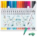Feutre coloriage, 36 couleurs aquarelle stylos feutres double pointe fine et pinceau pour mandala calligraphie ...