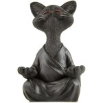 Figurine de chat de bouddha fantaisiste, meditation yoga collectible, cat lover gifts noir