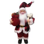 Figurine du pre nol debout en plastique raliste pour dcoration de nol - couleur black - rouge a ...