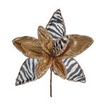 Fleur décorative zèbre noël doré blanc 35 x 35 x 35 cm Fleur décorative zèbre noël doré blanc 35 x 35 x 35 cm