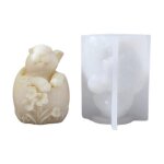 Fleur oeuf de pques lapin silicone bougie moule animal sculpture moule pltre