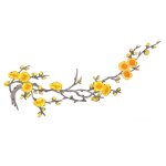 Fleur de prunier fleur floral applique vtements couture patchs robe brode bricolage jaune + kaki