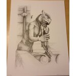 Gargouille - chimre de notre dame - crayonn 4 - 30x40cm - affiche / poster envoi en tube