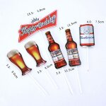 Garniture de g�teau a bi�re diy 6 pi�ces / ensemble, drapeau, d�coration de mariage joyeux anniversaire, ...