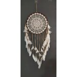 Grand dream catcher bohme a accrocher sur le mur, a blanc, des plumes et des perles, dcoration vintage ...