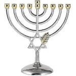 Hanoukka menorah 9 branches argent non ternissant chandelier juif 17, 8 cm de haut aespa Hanoukka menorah 9 branches argent non ternissant chandelier juif 17, 8 cm de haut aespa