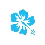 Hibiscus fleur hawaienne autocollant sticker logo 1 - taille : 9, 5 x 8, 5 cm - couleur : bleu