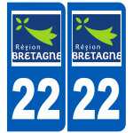 Immatriculation 22 r�gion bretagne - sticker / autocollant