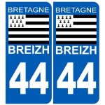 Immatriculation 44 drapeau breton - sticker / autocollant