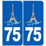 Immatriculation 75 tour eiffel - sticker / autocollant