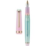 Jinhao 82 stylo - plume a pointe fine a bordure dore, corps transparent rose et bleu lac avec convertisseur ...