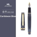 Jinhao - stylo plume 82 a garniture dore, baril en acrylique, plume fine pour l'criture, la calligraphie, ...