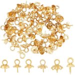 Jum - 60 pcs 6 style tasses acier inoxydable perle peg bails pin pendentifs doré fleur caps eye pin bail ... Jum - 60 pcs 6 style tasses acier inoxydable perle peg bails pin pendentifs doré fleur caps eye pin bail ...